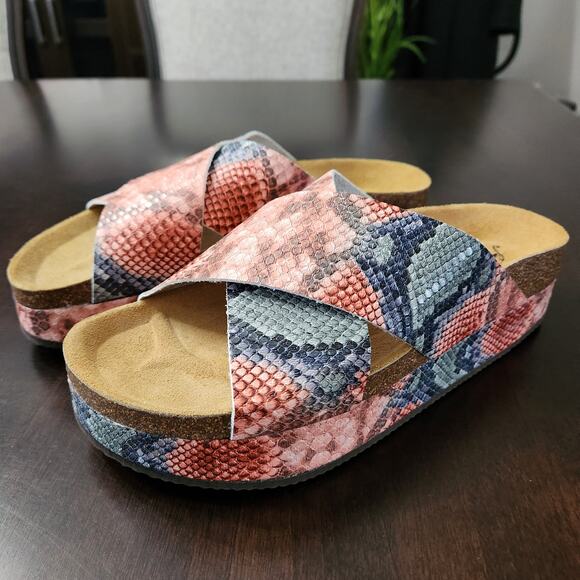 Free People Sidelines Flatform Platform Slide Sandals Candy Size 41 - Picture 2 of 6